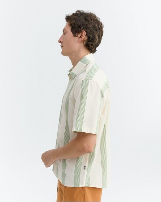 Thinking Mu White Tom Striped Poplin Shirt for men