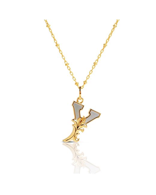 Kasun Metallic Plated Y Initial Necklace With Mother Of Pearl