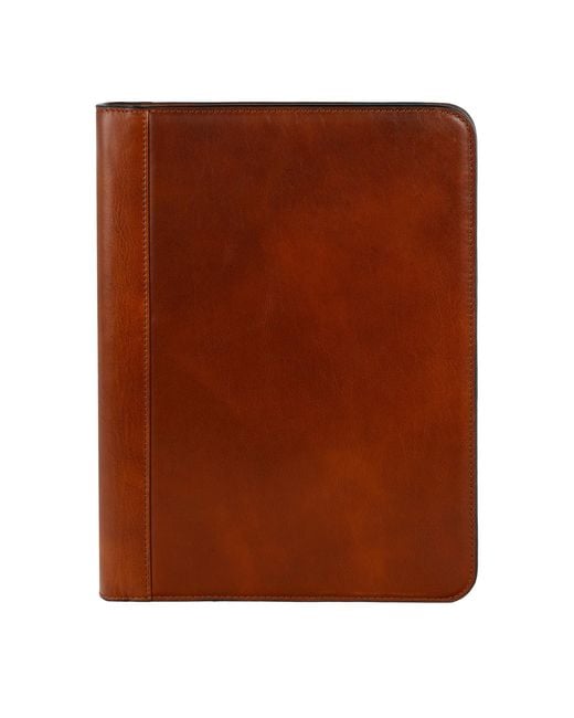 Time Resistance Brown Leather Documents Folder Organizer