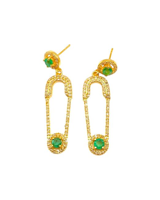 Figaru Fine Jewelry Yellow Emerald Safety Pin Earrings