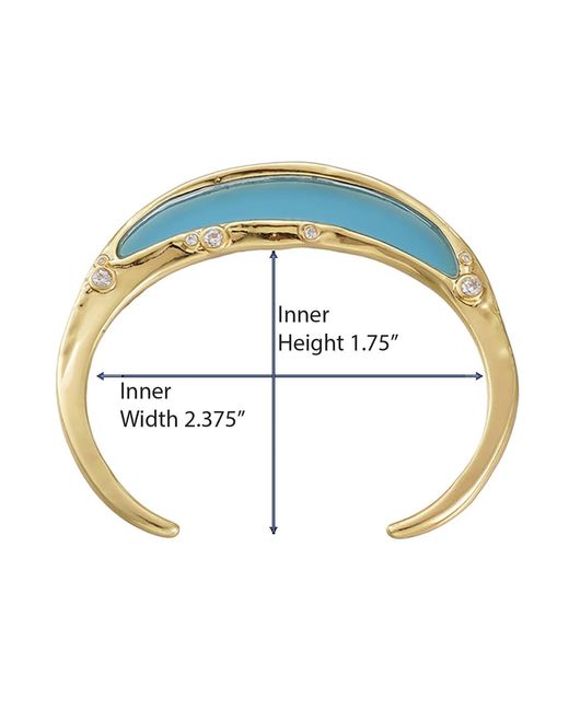 Rare Matters Jewelry Blue Gemstone Inlay Bangle Cuff