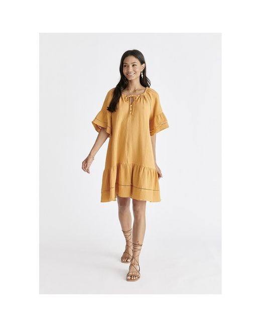 Paisie Metallic Cheesecloth Swing Dress