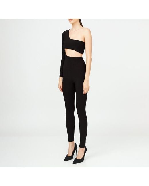 LIA ARAM Black Cutout Bustier Jumpsuit