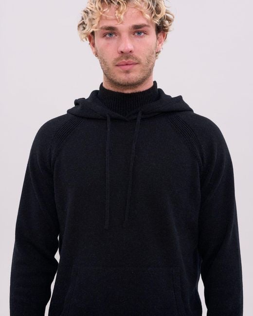 La Granni Blue Knitted Roll Neck Hoodie