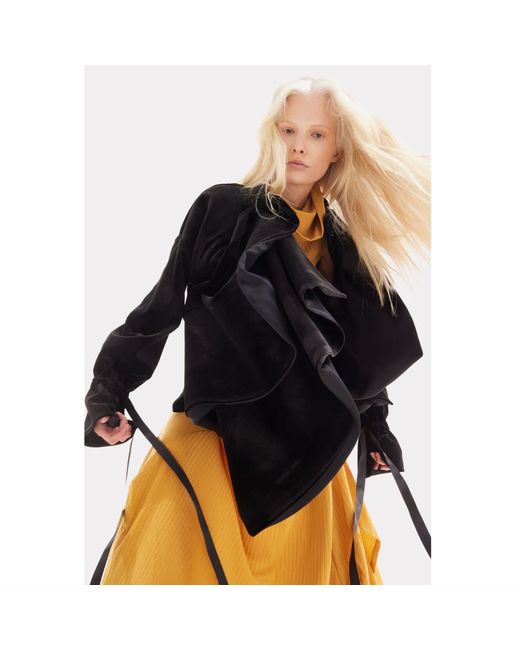 Julia Allert Black Evening Velvet Wrap Jacket With Silk Lining