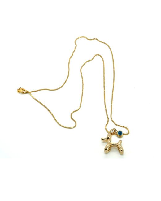 Ebru Jewelry Metallic Puppy Luck Balloon Dog & Evil Eye Necklace