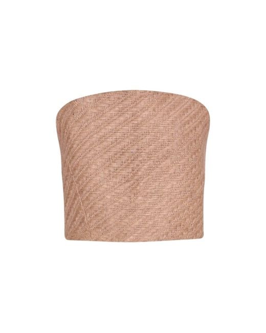 London Atelier Byproduct Natural Neutrals Raffia Multi-Wear Corset Crop Top