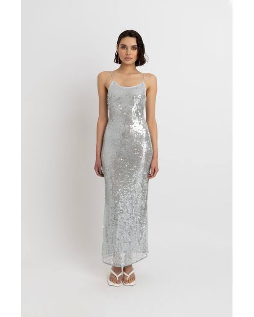Amy Lynn White Gigi Ice Sequin Maxi Dress