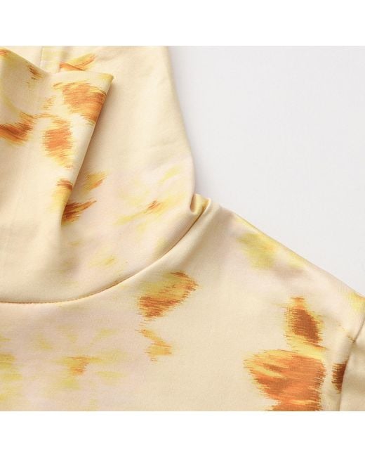 FRONT ROW SHOP Yellow Rosetta Long Sleeve Turtleneck Top
