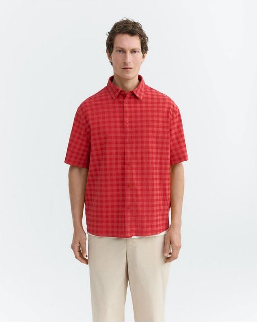 Thinking Mu Red Paddy Seersucker Shirt for men