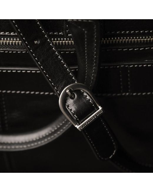 Time Resistance Black Leather Briefcase Laptop Bag