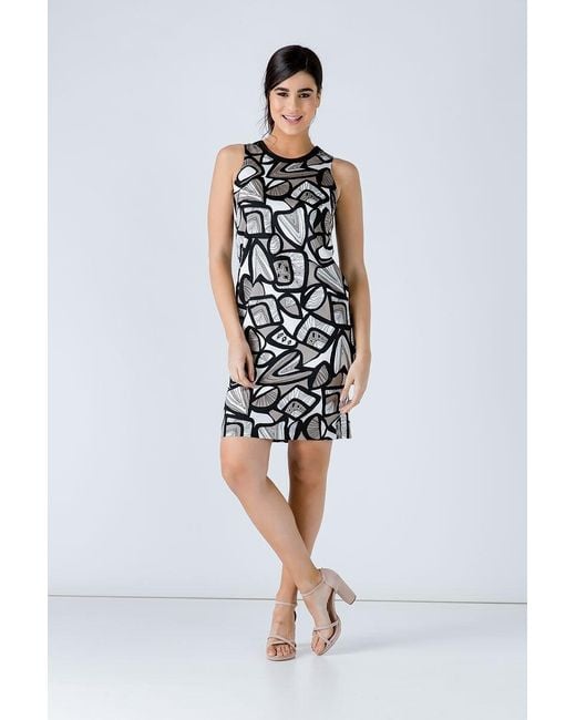 Conquista Black Print Sleeveless Dress