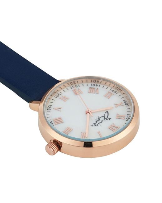 Bermuda Watch Company Blue Annie Apple Meraki Mother Of Pearl Rose Leather Fob 35