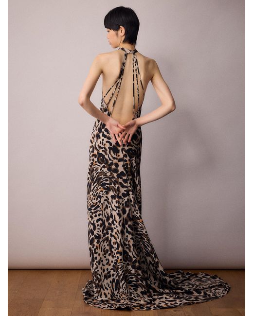 Amanda Thompson Couture Brown Marianne Bias Cut Dress Animal