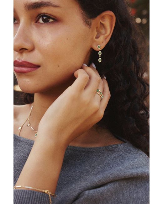 Jewelbird Green Emerald & Diamond Marquise Drop Earrings