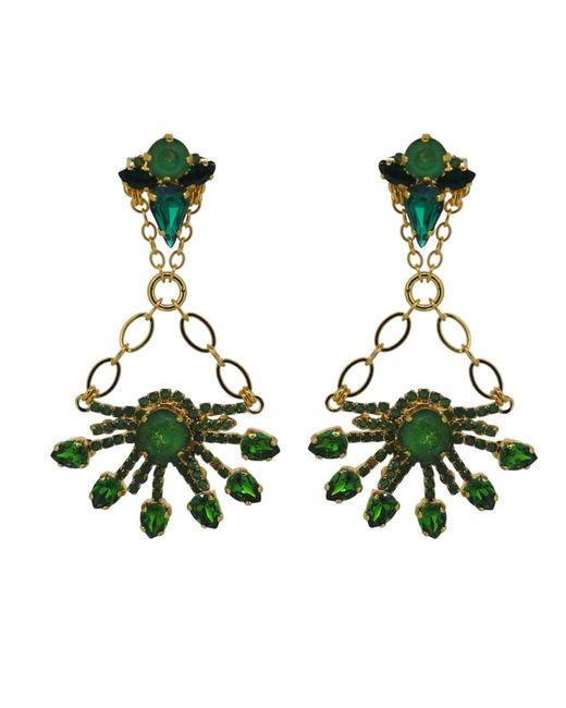 Vicki Sarge Green Yuletide Burst Chandelier Earrings