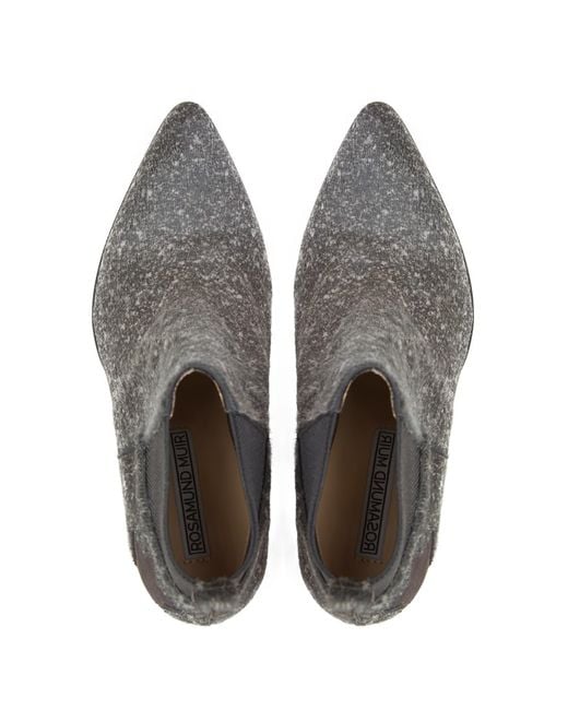 Rosamund Muir London Gray Felixa Speckled Calf Hair With Star Ankle Boots