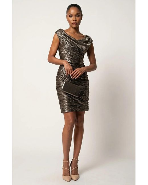 Luna Fashion House Gray Short Metallic Dress, Laura