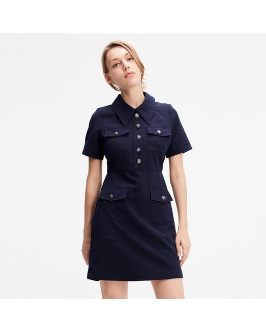 Smart and Joy Blue Safari Style Short Dress