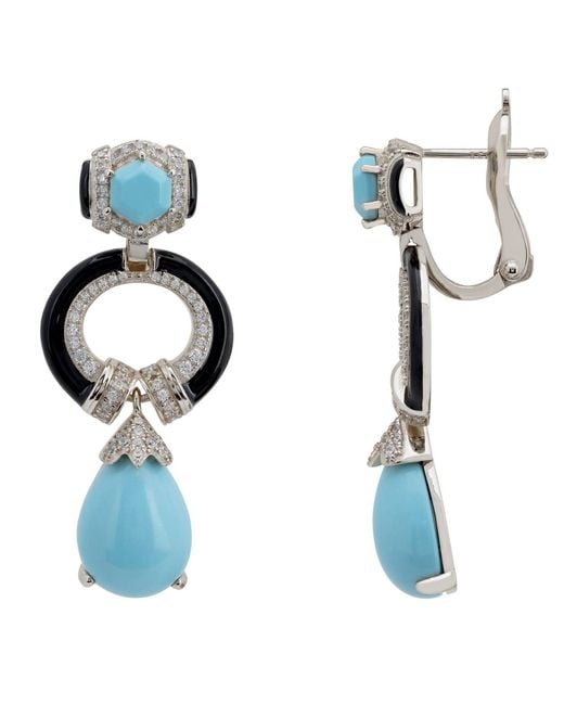 Latelita London Blue Clara Bow & Enamel Drop Earrings