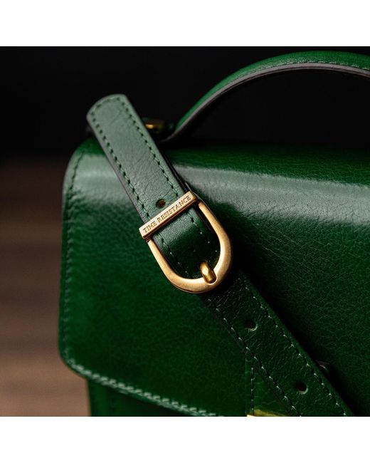 Time Resistance Green Small Leather Briefcase For