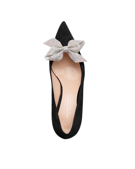 Beautiisoles by Robyn Shreiber Made in Italy Black Frida Comfortable Valentine Evening Pump With Kitten Heel