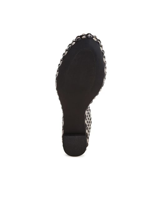 Rag & Co Green Moondot Embellished Wedge Heel Sandals