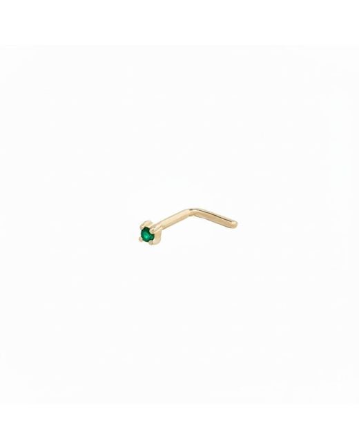 Zohreh Metallic Mini Emerald Nose Stud 9K