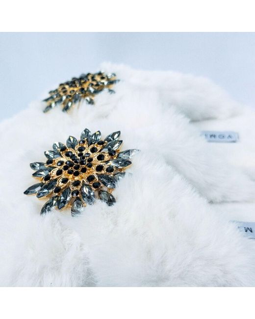 Yomisma White Faux Fur Slippers