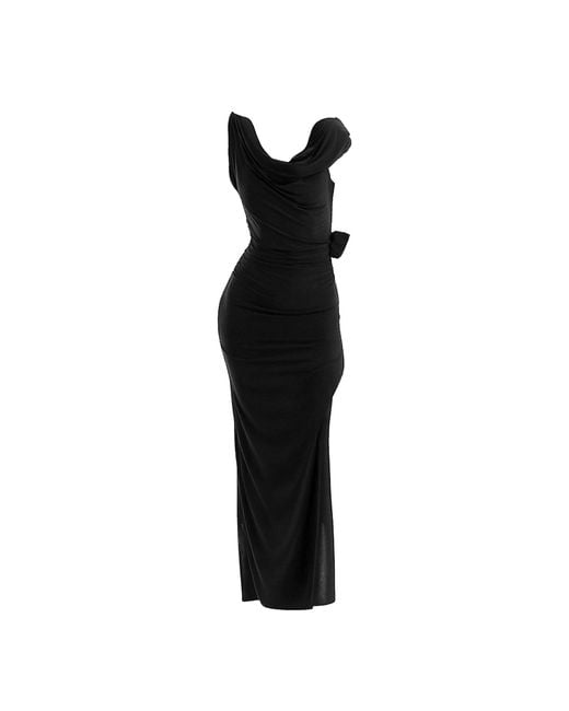 Maison De Gala Black Adele Draped Maxi Dress