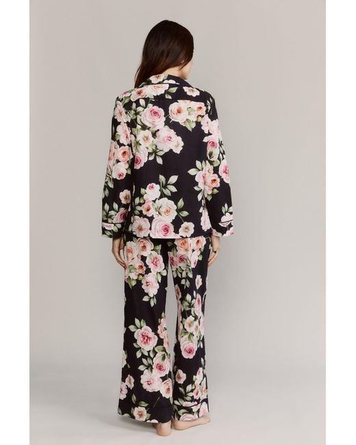 Kato Black Colony Cabbage Rose Cotton Pajamas