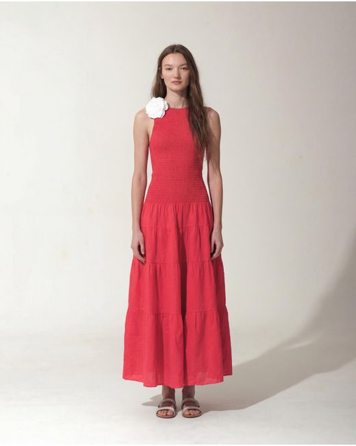 MARICEL Red Valentina Linen Maxi Dress