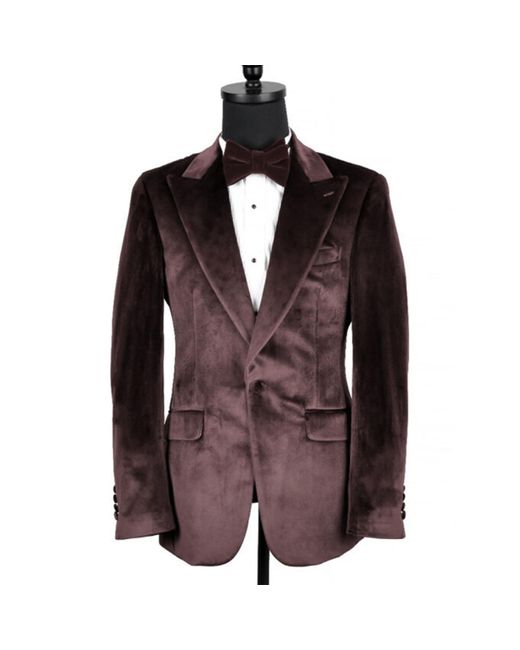 DAVID WEJ Brown Neutrals Maison Velvet Blazer – Plum for men