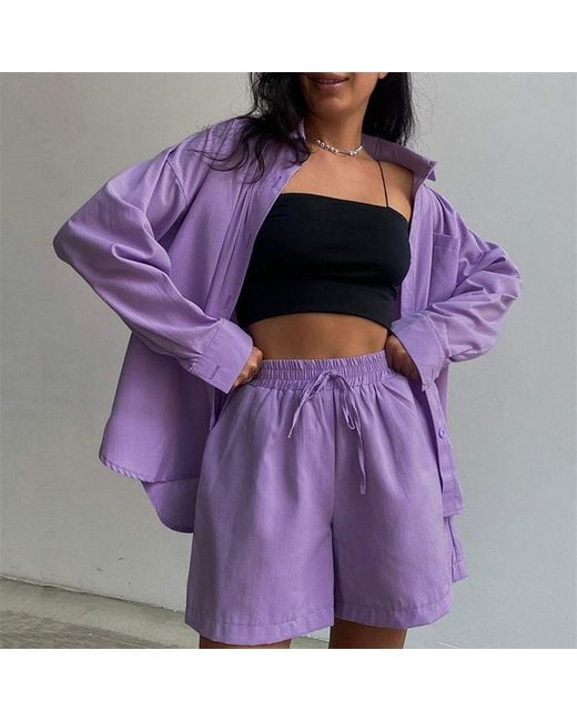 Lula-Ru Purple Lucy Cotton Shorts