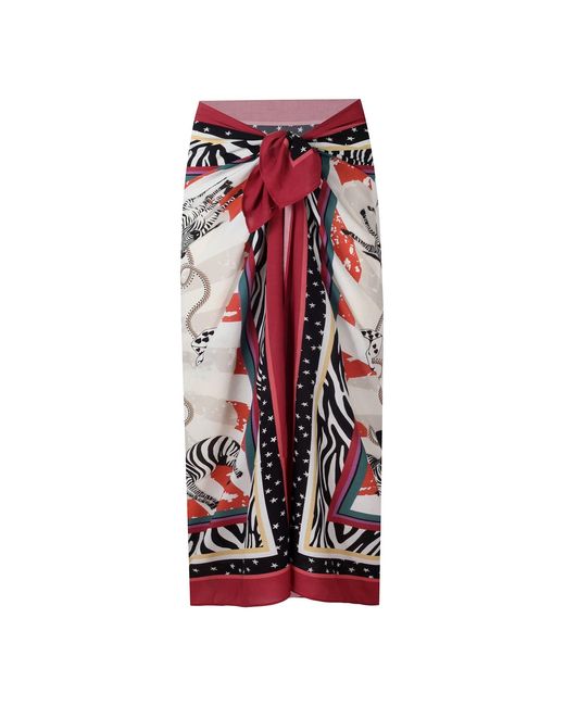 LOVEIST STORE Red Jordi Print Sarong Pareo