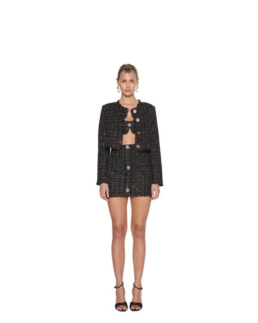 GOD SAVES QUEENS Black Asap Tweed Skirt