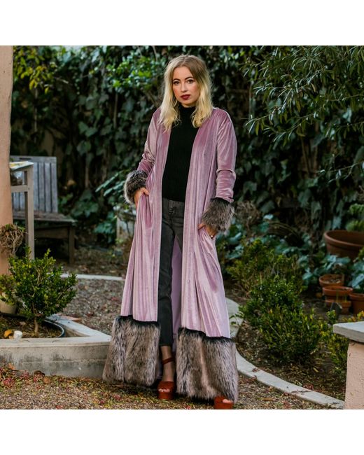 Jennafer Grace Pink Blush Velvet Faux Fur Cuff Jacket