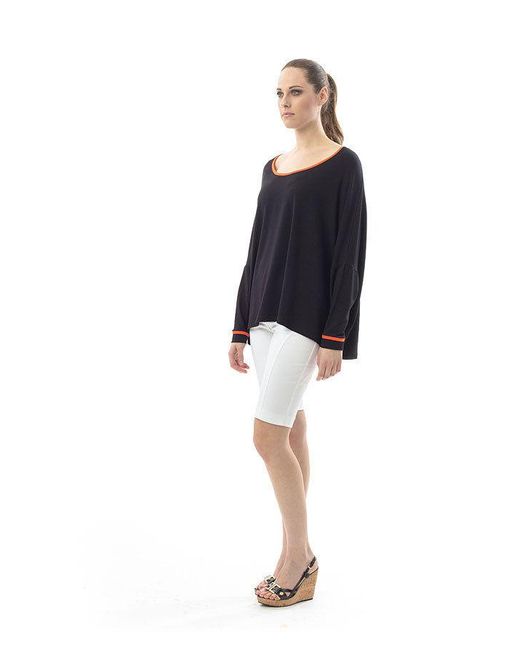 Conquista Black Oversized Trim Detail Top