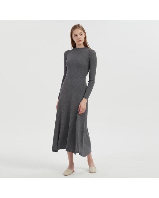 NUAJE NUAJE Black Anita Long Sleeve Merino Wool Dress