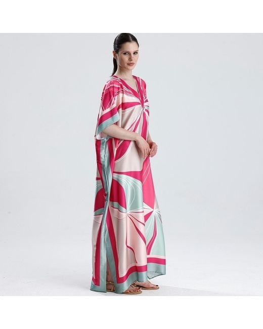 LOVEIST STORE Pink Garvey Satin Abaya Kaftan