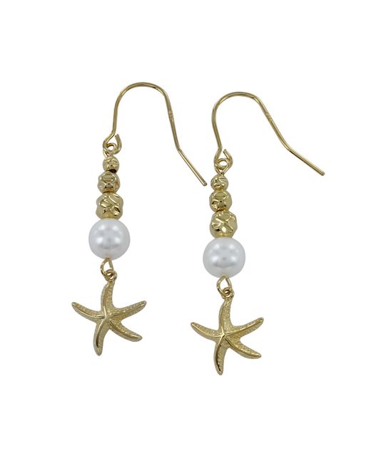 Reeves & Reeves Metallic Pretty Starfish And Pearl Gold Drop Earrings