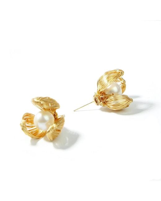 I'MMANY LONDON Metallic Iris 10Mm Freshwater Pearl Studs Earrings