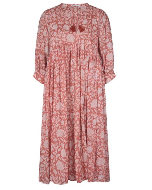 La Mandarine Red Floaty, Floral Summer Midi Dress, Summer Dress With Pockets, Reese Sundress
