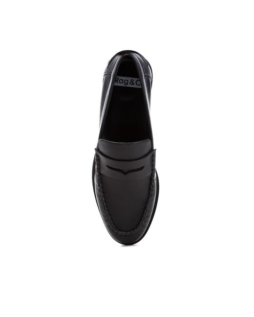 Rag & Co Black Plavia Genuine Leather Loafers