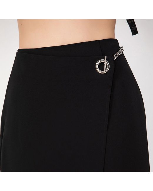 Smart and Joy Black Buckle On Side Wrap Effect Skirt