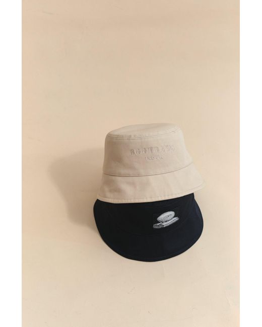 Lost Pattern Natural Neutrals Eggheads Cotton Reversible Bucket Hat