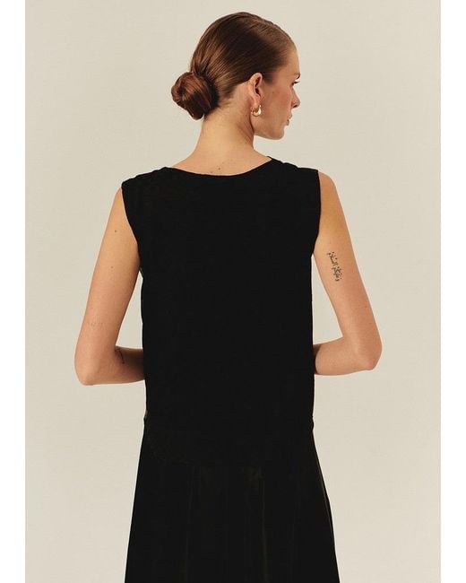 Exquise Black Stephanie Asymmetric Blouse