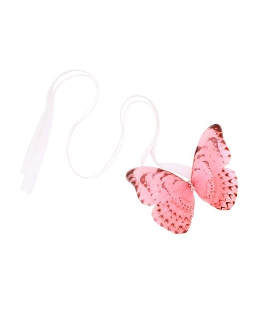 Oana Savu Pink Butterfly Hair Ribbon Tie Choker Necklace Ribbon Scrunchie