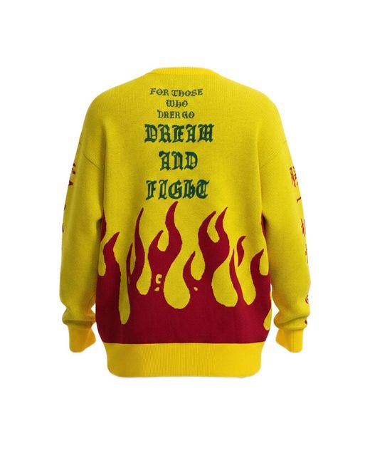 TOKKOU Yellow Pullover Knit Sweater Fire
