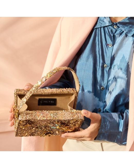 Simitri Metallic Golden Ember Box Clutch